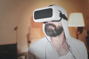 man wearing VR goggles