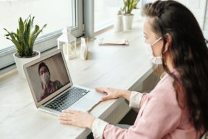 woman in a video call