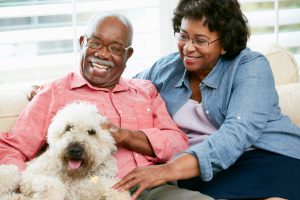 couple with dog