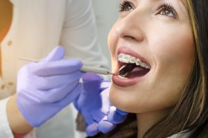 a woman having a dentist checkup