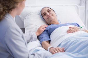 A woman going through chemotherapy